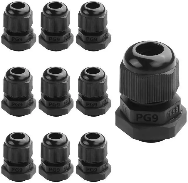 Main image of 10pcs PG9 Cable Gland Waterproof Adjustable 4-8mm Cable Connectors Gland Joints with Gaskets (PG9)
