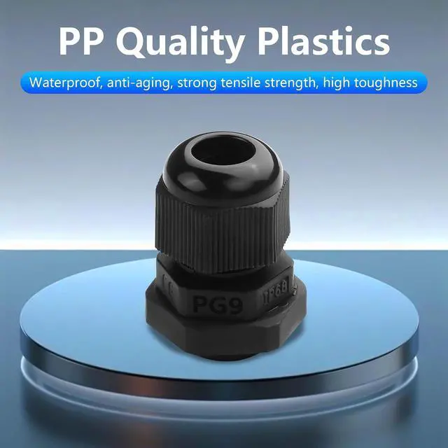 Alt view image 3 of 6 - 10pcs PG9 Cable Gland Waterproof Adjustable 4-8mm Cable Connectors Gland Joints with Gaskets (PG9)
