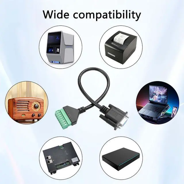 Alt view image 4 of 7 - DB9 Female to 8 Pin Screw Terminal Adapter VGA to 8 Pin Screw Terminal Adaptor Cable for Extended Use of Computer Hosts or Display Devices via Network Cable(0.3M/11.81in) (Female)
