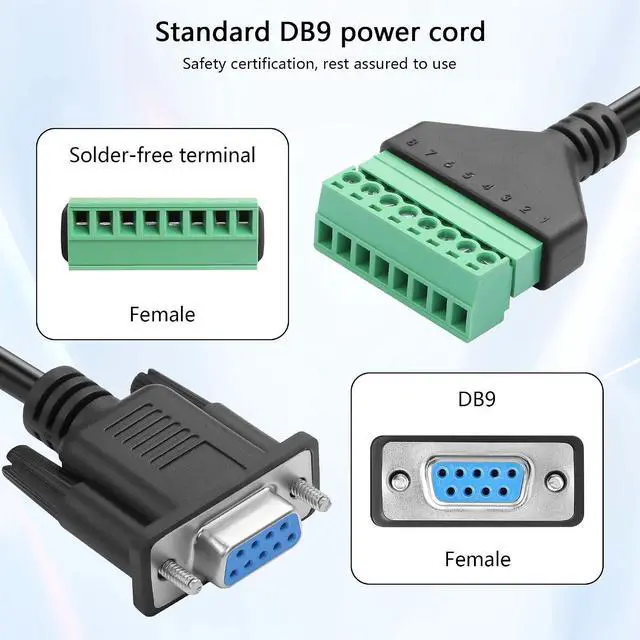 Alt view image 7 of 7 - DB9 Female to 8 Pin Screw Terminal Adapter VGA to 8 Pin Screw Terminal Adaptor Cable for Extended Use of Computer Hosts or Display Devices via Network Cable(0.3M/11.81in) (Female)