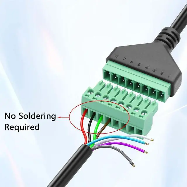 Alt view image 5 of 7 - DB9 Female to 8 Pin Screw Terminal Adapter VGA to 8 Pin Screw Terminal Adaptor Cable for Extended Use of Computer Hosts or Display Devices via Network Cable(0.3M/11.81in) (Female)