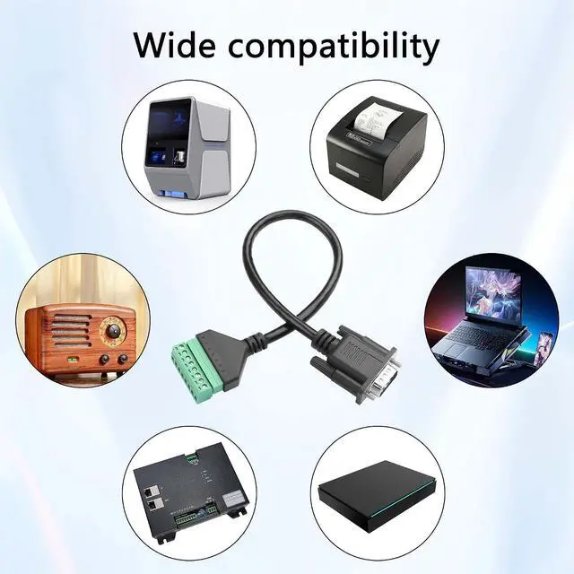 Alt view image 4 of 7 - DB9 Female to 8 Pin Screw Terminal Adapter VGA to 8 Pin Screw Terminal Adaptor Cable for Extended Use of Computer Hosts or Display Devices via Network Cable(0.3M/11.81in) (Male)