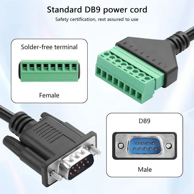 Alt view image 7 of 7 - DB9 Female to 8 Pin Screw Terminal Adapter VGA to 8 Pin Screw Terminal Adaptor Cable for Extended Use of Computer Hosts or Display Devices via Network Cable(0.3M/11.81in) (Male)
