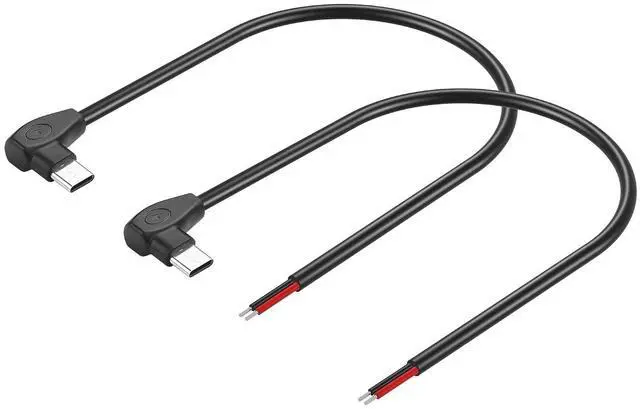 Main image of 2 Pcs 20AWG USB-C Male Plug Pigtail Cable 5V/3A (0.3m/11.81in)