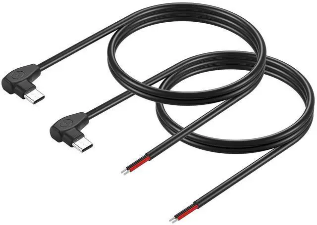 Main image of 2 Pcs 20AWG USB-C Male Plug Pigtail Cable 5V/3A (1m/39.37in)