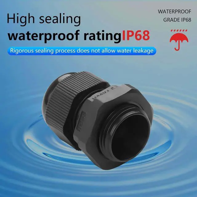 Alt view image 4 of 6 - 10PCS M20x1.5 Cable Gland 6mm-12mm Wire Hole Waterproof Nylon Joint Adjustable Locknut with Washer (M20*1.5)
