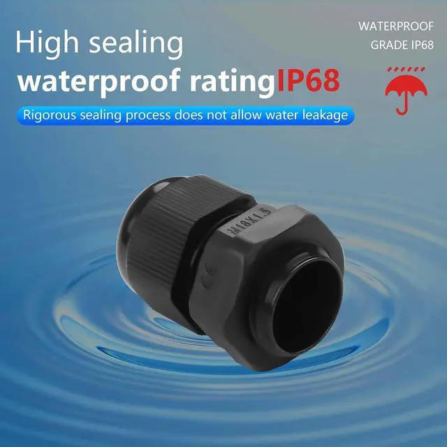 Alt view image 4 of 6 - 10PCS M20x1.5 Cable Gland 6mm-12mm Wire Hole Waterproof Nylon Joint Adjustable Locknut with Washer (M18*1.5)