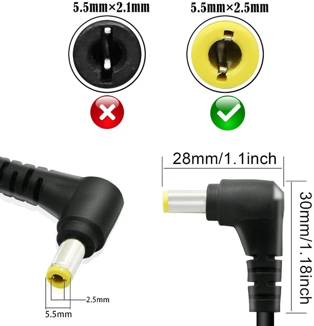 Alt view image 2 of 6 - 2 Pack 90 Degree DC Power Pigtails Cable, DC 5.5MM x 2.5MM Male Plug Jack to Bare Wire Open End Power Supply Replacement Repair Cord, for Monitors, LED Strip Light, Camera, 1FT, 30cm