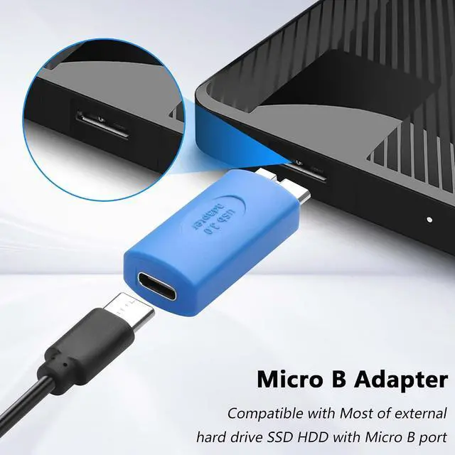 Alt view image 4 of 7 - 2PCS USB 3.0 Type-C Female to Micro B Male Adapter USB C to USB3.0 Micro B Male External Hard Drive Converter for Hard Drive Cable, External Hard SSD Drive, Tablet, Phone, Laptop