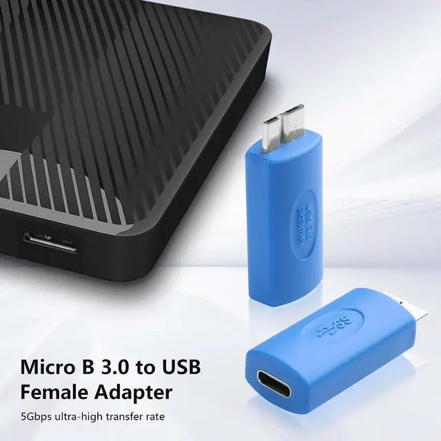Alt view image 6 of 7 - 2PCS USB 3.0 Type-C Female to Micro B Male Adapter USB C to USB3.0 Micro B Male External Hard Drive Converter for Hard Drive Cable, External Hard SSD Drive, Tablet, Phone, Laptop