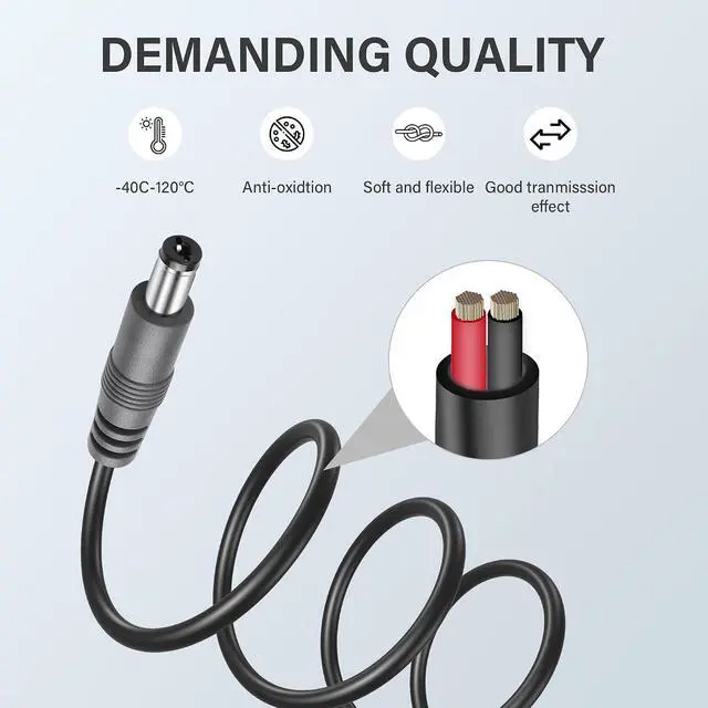 Alt view image 3 of 6 - 2-Pack DC Power Extension Cable,5.5mm x 2.1mm Extension Cord,DC Male to Female Extender Wire for CCTV IP Indoor Camera LED Strip,DC Supply Adapter