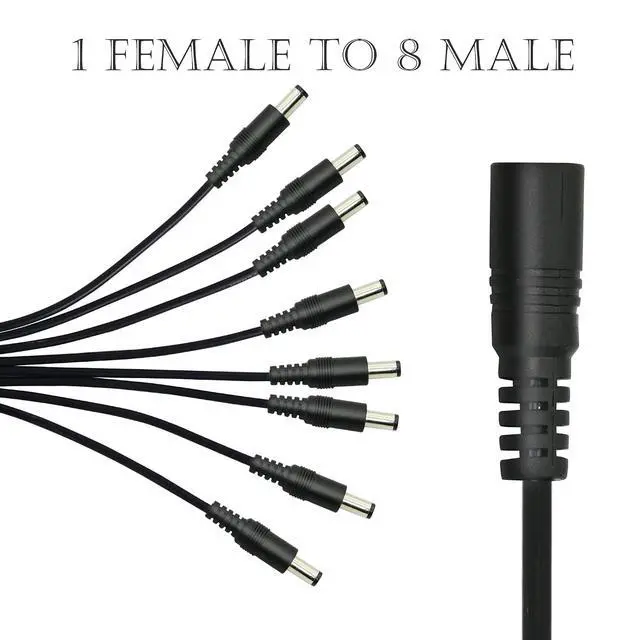 Alt view image 3 of 6 - DC Power Splitter Cable 1 Female to 8 Male, DC 5.5mm x 2.1mm Splitter Adppter Extension Cable for CCTV Security Camera, LED Strip Light, etc 0.7m (1 to 8 Way)