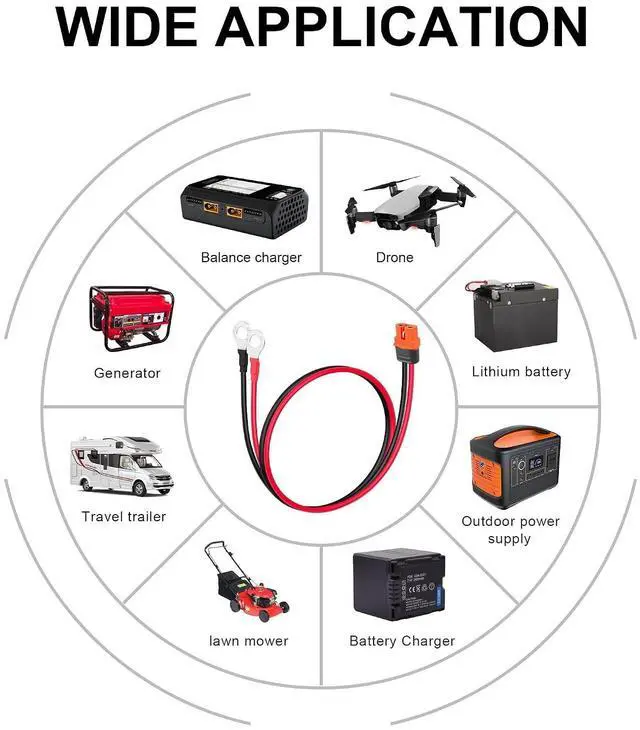 Alt view image 4 of 6 - XT60I-F to O-Terminal Power Cable 12AWG with Signal Pin XT60I-F Female Plug to O-Terminal Power Cable for Balance Chargers,Drones,Lithium Batteries etc(2FT)