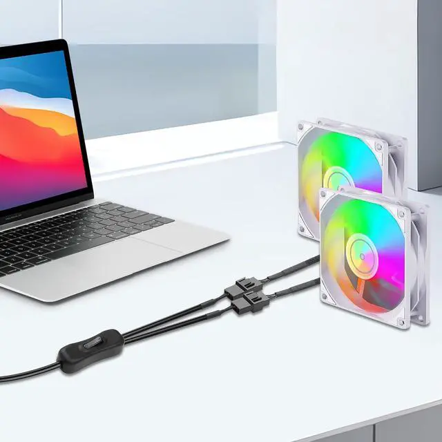 Alt view image 6 of 7 - 2 PCS USB to Large 3/4 Pin 1 to 2 Switch Fan Cable 5V USB-A Male to 5V Dual Large 3/4 Pin Female Chassis Fan Cable for Chassis Fans,CPU Fans etc(15.31 Inch) (Boost 4PIN)