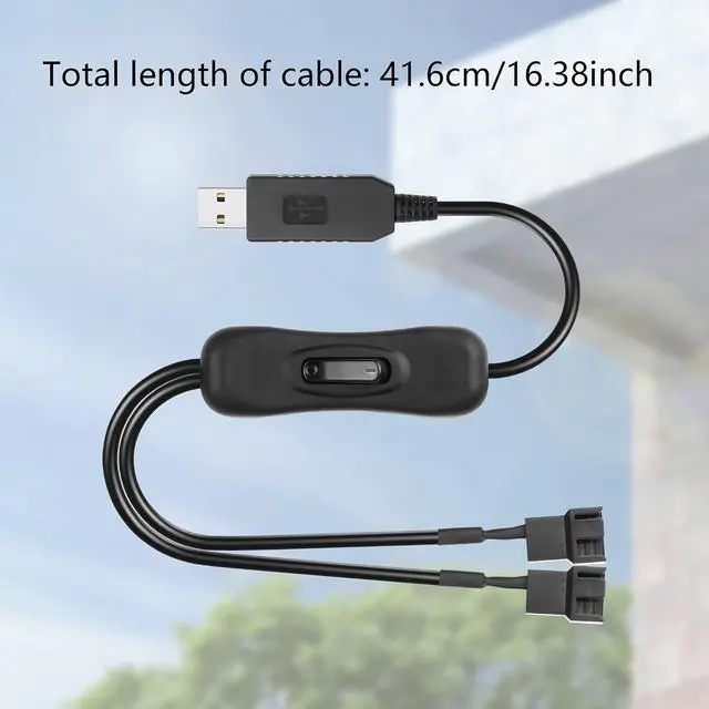 Alt view image 7 of 7 - 2 PCS USB to Large 3/4 Pin 1 to 2 Switch Fan Cable 5V USB-A Male to 5V Dual Large 3/4 Pin Female Chassis Fan Cable for Chassis Fans,CPU Fans etc(15.31 Inch) (Boost 4PIN)