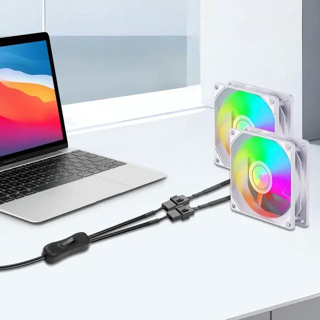 Alt view image 6 of 7 - 2 PCS USB to Large 3/4 Pin 1 to 2 Switch Fan Cable 5V USB-A Male to 5V Dual Large 3/4 Pin Female Chassis Fan Cable for Chassis Fans,CPU Fans etc(15.31 Inch) (Ordinary 4PIN)