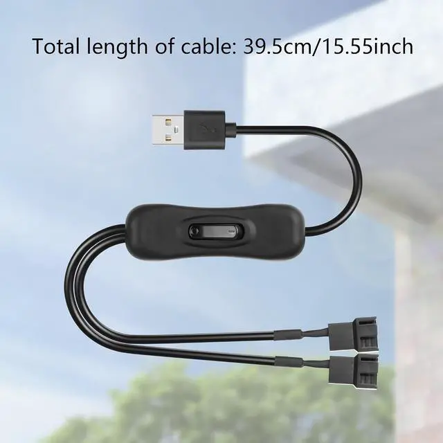 Alt view image 7 of 7 - 2 PCS USB to Large 3/4 Pin 1 to 2 Switch Fan Cable 5V USB-A Male to 5V Dual Large 3/4 Pin Female Chassis Fan Cable for Chassis Fans,CPU Fans etc(15.31 Inch) (Ordinary 4PIN)