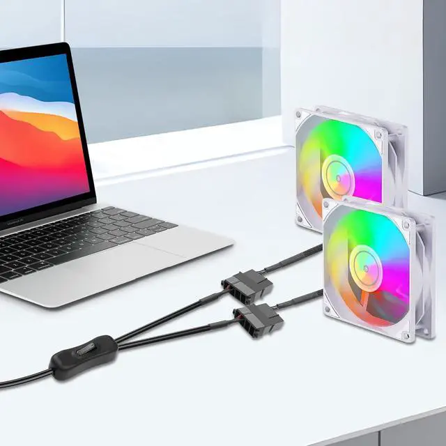 Alt view image 6 of 7 - 2 PCS USB to Large 3/4 Pin 1 to 2 Switch Fan Cable 5V USB-A Male to 5V Dual Large 3/4 Pin Female Chassis Fan Cable for Chassis Fans,CPU Fans etc(15.31 Inch) (Upgrade 4PIN)