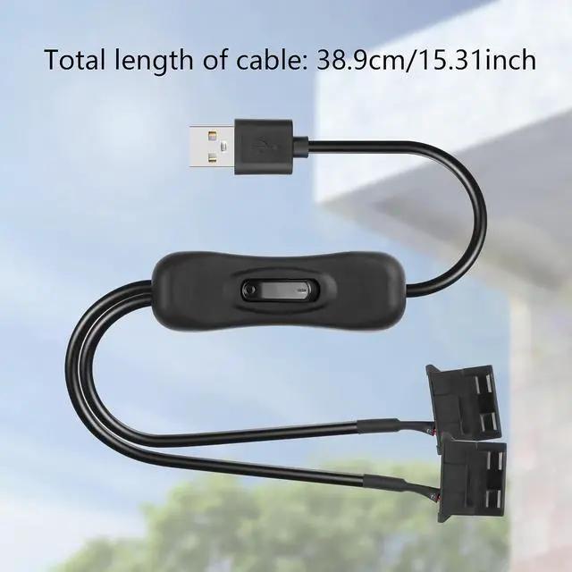Alt view image 7 of 7 - 2 PCS USB to Large 3/4 Pin 1 to 2 Switch Fan Cable 5V USB-A Male to 5V Dual Large 3/4 Pin Female Chassis Fan Cable for Chassis Fans,CPU Fans etc(15.31 Inch) (Upgrade 4PIN)