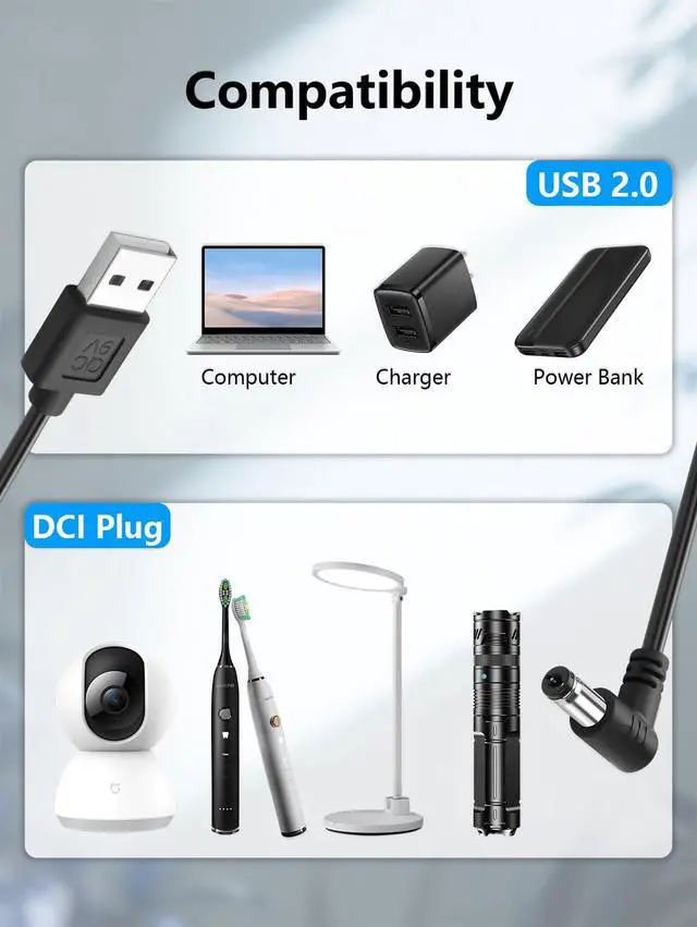 Alt view image 3 of 7 - USB Power Cable, 90-Degree Right Angle Connector, Black, DC Power Cord, Universal Charging Adapter Compatible with Electronics Devices (90 Degree)