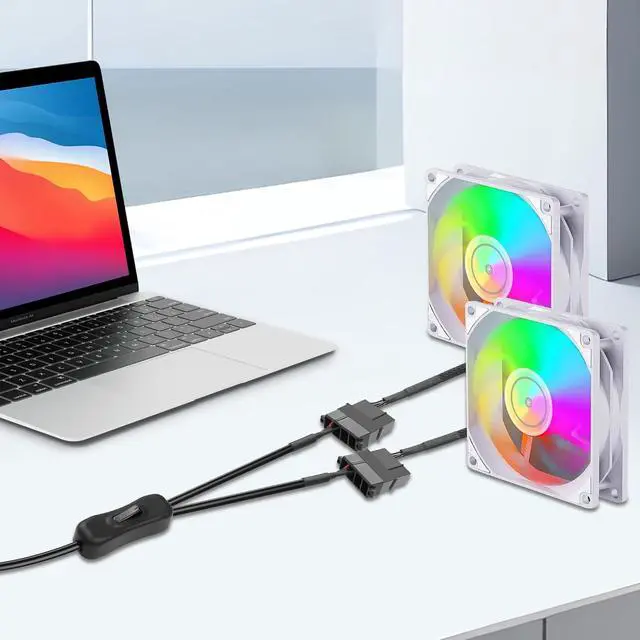 Alt view image 6 of 7 - 2 PCS USB to Large 3/4 Pin 1 to 2 Switch Fan Cable 5V USB-A Male to 5V Dual Large 3/4 Pin Female Chassis Fan Cable for Chassis Fans,CPU Fans etc(15.31 Inch) (Upgrade Boost 4PIN)