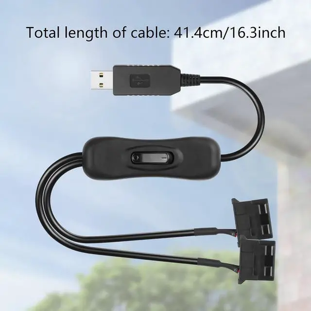 Alt view image 7 of 7 - 2 PCS USB to Large 3/4 Pin 1 to 2 Switch Fan Cable 5V USB-A Male to 5V Dual Large 3/4 Pin Female Chassis Fan Cable for Chassis Fans,CPU Fans etc(15.31 Inch) (Upgrade Boost 4PIN)