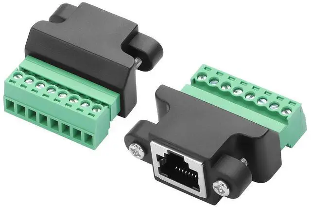 Main image of 2 Pcs RJ45 Panel Mount Adapter RJ45/8P 8C Female Plug to 8-Pin Detachable Screw Terminal Adapter with Panel Mount Screw for Desktop Computers,Digital DVRs etc