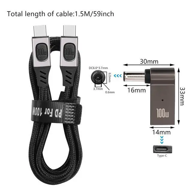 Alt view image 7 of 7 - USB C to USB C Cable 100W 5A USB 2.0 Type C Fast PD Charging,Nylon Braided C-Type Data Wire,for Phone, Laptop, iPad, USB C Charger,PlayStation Etc 1.5M (6037)