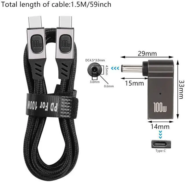Alt view image 7 of 7 - USB C to USB C Cable 100W 5A USB 2.0 Type C Fast PD Charging,Nylon Braided C-Type Data Wire,for Phone, Laptop, iPad, USB C Charger,PlayStation Etc 1.5M (4530)