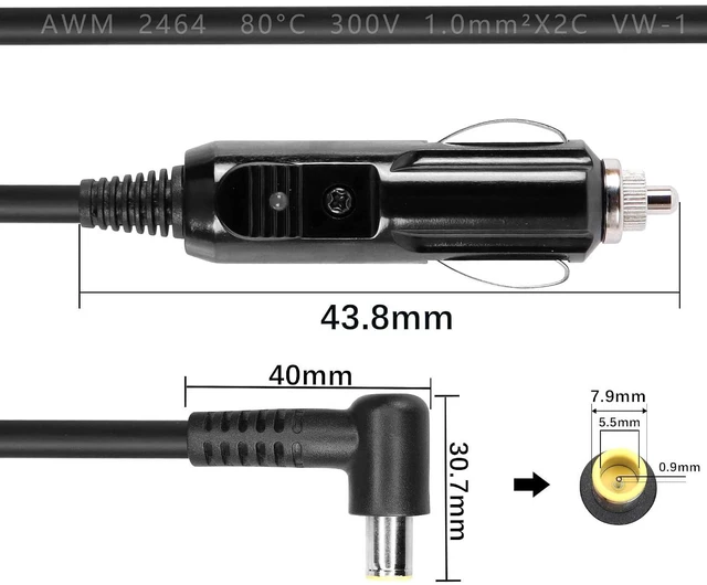 Alt view image 6 of 7 - Cigarette Lighter to DC7909 Power Cord 17AWG Cigarette Lighter Male Plug to DC7.9mmx0.9mm Right-Angle 90-Degree Male Plug Extension Power Cord for Solar Panels, RV etc (59 Inches)