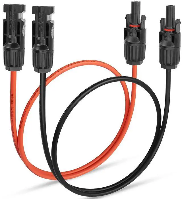 Main image of 2 Pcs 11AWG Solar Extension Cable Waterproof Solar Connector Male to Female Solar Panel Connection Cable39.3Inch 4mm ² Red+39.3Inch 4mm ² Black