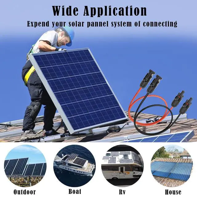 Alt view image 4 of 7 - 2 Pcs 11AWG Solar Extension Cable Waterproof Solar Connector Male to Female Solar Panel Connection Cable39.3Inch 4mm ² Red+39.3Inch 4mm ² Black