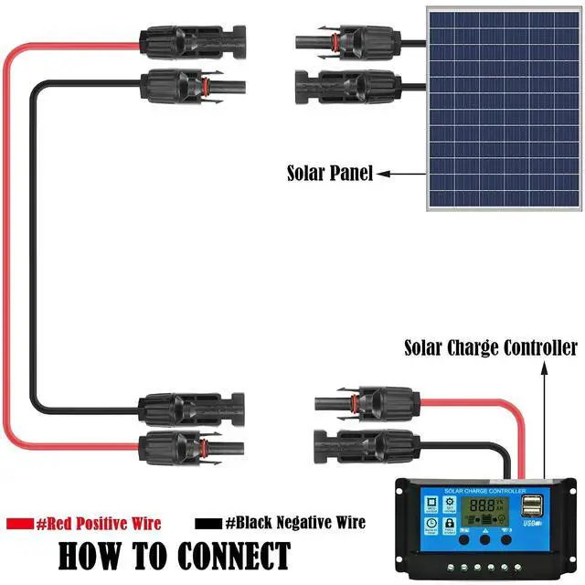 Alt view image 3 of 7 - 2 Pcs 11AWG Solar Extension Cable Waterproof Solar Connector Male to Female Solar Panel Connection Cable39.3Inch 4mm ² Red+39.3Inch 4mm ² Black