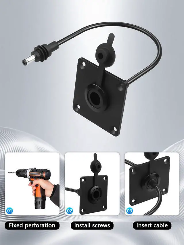 Alt view image 2 of 6 - Waterproof Wall Socket Passthrough DC 5521 Female Power ConnectorDC Jack with 18AWG Wire for Mini Power Socket Wiring Module, Panel Mount for RV Camper Marine DIY Smart Home Industrial