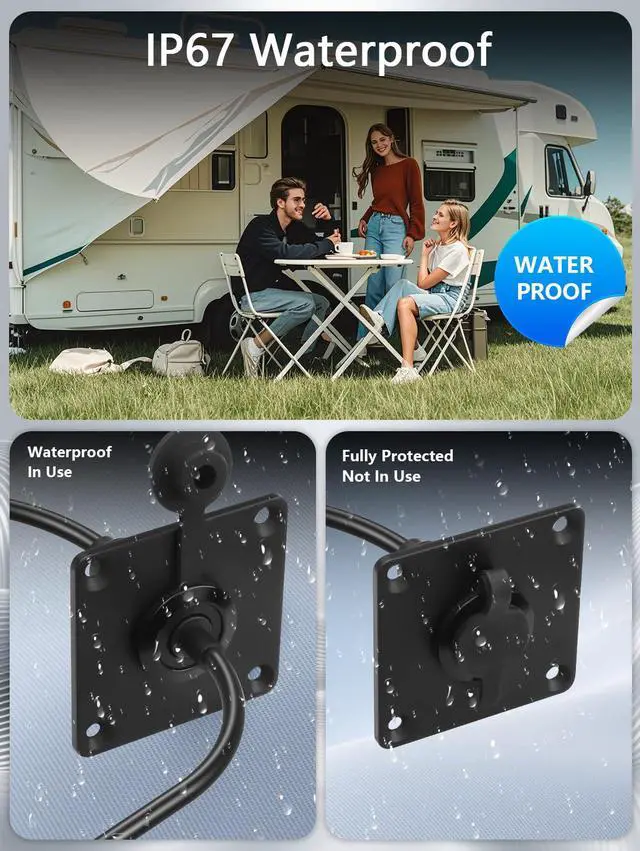 Alt view image 3 of 6 - Waterproof Wall Socket Passthrough DC 5521 Female Power ConnectorDC Jack with 18AWG Wire for Mini Power Socket Wiring Module, Panel Mount for RV Camper Marine DIY Smart Home Industrial