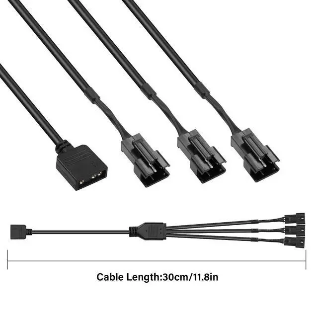 Alt view image 7 of 7 - ARGB Splitter Cable 5V 3 Pin Addressable RGB Splitter Cable 3-pin to SM 3Pin Male Adapter Cable for PC Led Strip,5V ARGB FanComputer Chassis2 PCS