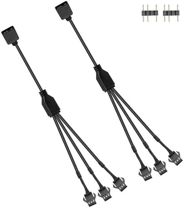 Main image of ARGB Cable, 30cm, 2 Pack, 5V 3-Pin to SM 3Pin Female Adapter, for ARGB LED Strip & Fan