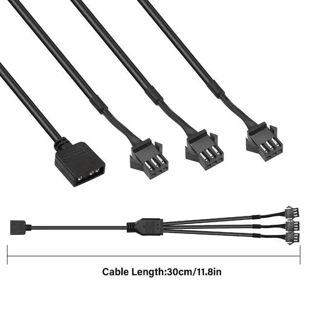 Alt view image 7 of 7 - ARGB Cable, 30cm, 2 Pack, 5V 3-Pin to SM 3Pin Female Adapter, for ARGB LED Strip & Fan