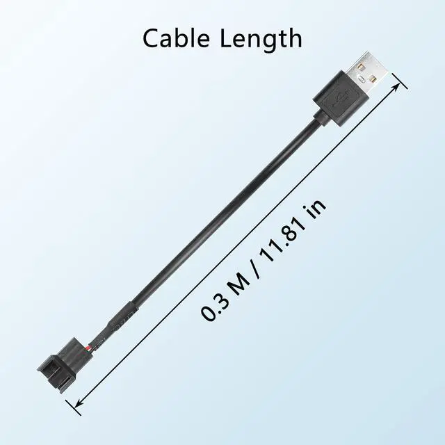Alt view image 5 of 6 - 4 Pcs USB to 4 Pin/3 Pin PWM Fan Power Cable 5V USB Type-A to 4 Pin/3 Pin Two Core PWM Fan Power Cable for Chassis Fans,CPU Fans etc(11.81 Inch)