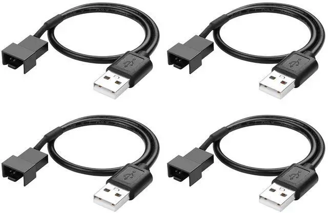 Main image of 4 Pcs USB to 4 Pin/3 Pin PWM Fan Power Cable 5V USB Type-A to 4 Pin/3 Pin Two Core PWM Fan Power Cable for Chassis Fans,CPU Fans etc(11.81 Inch)