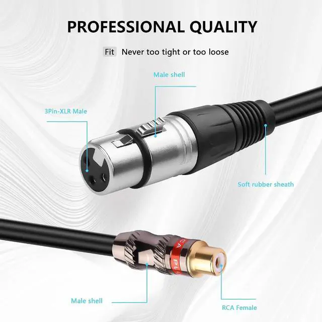 Alt view image 5 of 5 - 2 PCS RCA Female to XLR Male Cable RCA Female to XLR Male HiFi Audio Cable RCA to XLR Interconnect Microphone Cable for Home Audio System - 0.3M (RCA Female to XLR Female)
