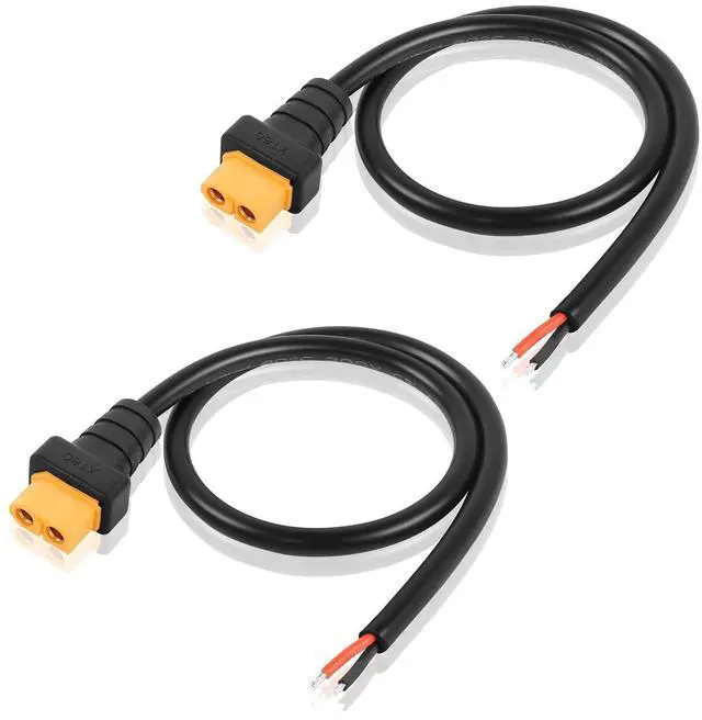 Main image of 2 PCS XT60 Power Pigtails Cable 18AWG DC 24V XT60 Female Plug to Open Bare Power Cord for Balancing Cars,Drones,Toy Cars,Lithium Batteries,etc(1.64FT)