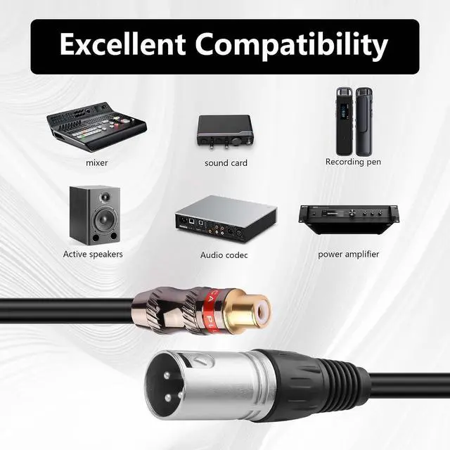 Alt view image 4 of 5 - 2 PCS RCA Female to XLR Male Cable RCA Female to XLR Male HiFi Audio Cable RCA to XLR Interconnect Microphone Cable for Home Audio System - 0.3M (RCA Female to XLR Male)