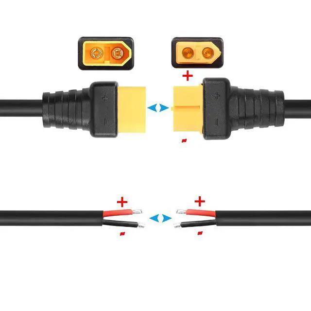 Alt view image 4 of 6 - 2 PCS XT60 Power Pigtails Cable 18AWG DC 24V XT60 Female Plug to Open Bare Power Cord for Balancing Cars,Drones,Toy Cars,Lithium Batteries,etc(1.64FT)