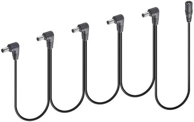 Main image of 1 to 5 Ways Daisy Chain Cable Guitar Pedal Power Supply Splitter Cable DC 5.5mm x 2.1mm Female to 5 Male Cable for 9V 3A DC Adapter Plug, Guitar Power Adapter1 to 5