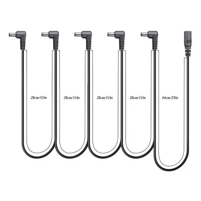 Alt view image 5 of 7 - 1 to 5 Ways Daisy Chain Cable Guitar Pedal Power Supply Splitter Cable DC 5.5mm x 2.1mm Female to 5 Male Cable for 9V 3A DC Adapter Plug, Guitar Power Adapter1 to 5