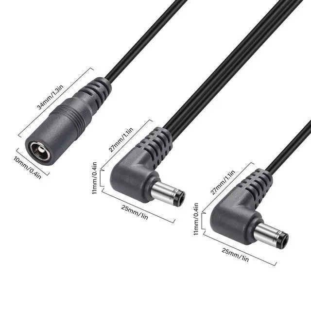Alt view image 6 of 7 - 1 to 5 Ways Daisy Chain Cable Guitar Pedal Power Supply Splitter Cable DC 5.5mm x 2.1mm Female to 5 Male Cable for 9V 3A DC Adapter Plug, Guitar Power Adapter1 to 5