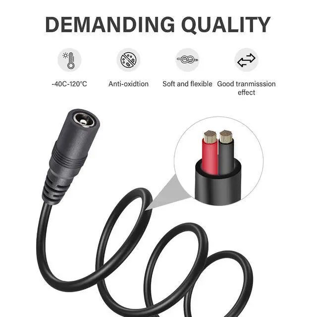 Alt view image 3 of 7 - 1 to 5 Ways Daisy Chain Cable Guitar Pedal Power Supply Splitter Cable DC 5.5mm x 2.1mm Female to 5 Male Cable for 9V 3A DC Adapter Plug, Guitar Power Adapter1 to 5