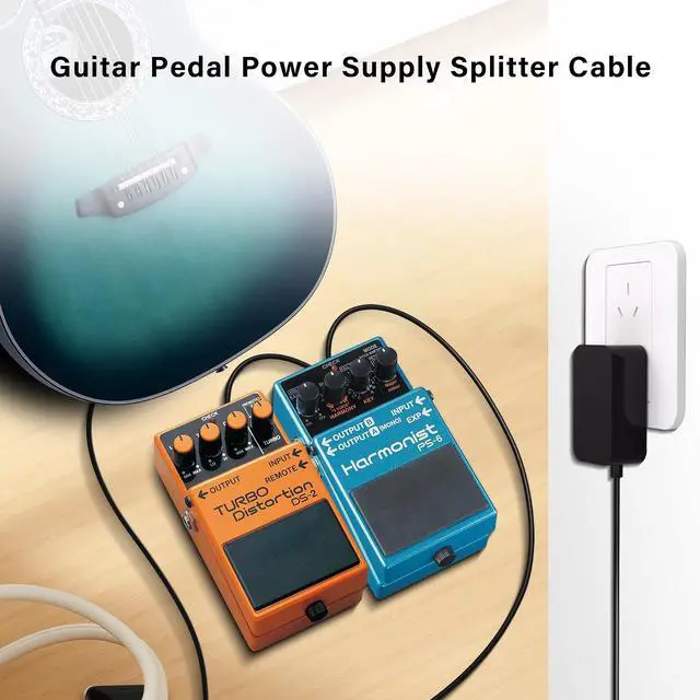 Alt view image 6 of 7 - 1 to 3 Ways Daisy Chain Cable Guitar Pedal Power Supply Splitter Cable DC 5.5mm x 2.1mm Female to 3 Male Cable for 9V 3A DC Adapter Plug, Guitar Power Adapter1 to 3