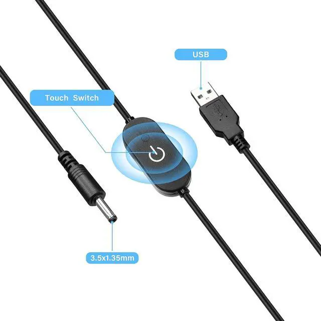 Alt view image 2 of 7 - LED Strip Touch Dimmer 12V 3A USB Male to 3.5x1.35mm DC Male Controller Switch Extension Power Cord Connector Single Colour Dimming Switch Controller for LED Strip Light(3.28ft)